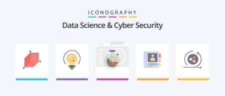 Illustration for Data Science And Cyber Security Flat 5 Icon Pack Including api. info. measure. diary. phone. Creative Icons Design - Royalty Free Image