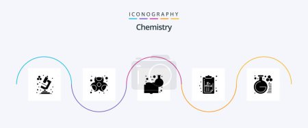 Illustration for Chemistry Glyph 5 Icon Pack Including lab. chemistry. chemistry book. clip board. formula - Royalty Free Image