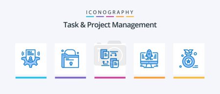 Illustration for Task And Project Management Blue 5 Icon Pack Including . medal. transfer. award badge. startup. Creative Icons Design - Royalty Free Image