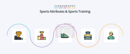 Illustration for Sports Atributes And Sports Training Line Filled Flat 5 Icon Pack Including referee. judge. building. football. stadium - Royalty Free Image