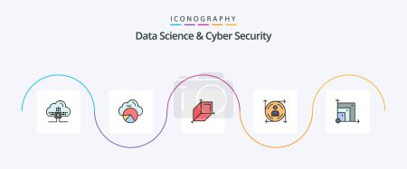 Illustration for Data Science And Cyber Security Line Filled Flat 5 Icon Pack Including system. path. 3d.arrow. user - Royalty Free Image