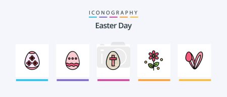 Téléchargez les illustrations : Easter Line Filled 5 Icon Pack Including egg. easter. easter. decoration. easter. Creative Icons Design - en licence libre de droit