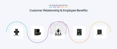 Téléchargez les illustrations : Customer Relationship And Employee Benefits Glyph 5 Icon Pack Including success. layout. health. presentation. experiment - en licence libre de droit