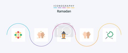 Illustration for Ramadan Flat 5 Icon Pack Including pray. salat. islam. religion. pray - Royalty Free Image