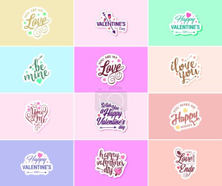 Téléchargez les illustrations : Celebrating Love on Valentine's Day with Stunning Design Stickers - en licence libre de droit