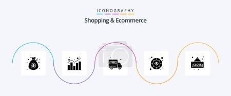 Illustration for Shopping and Ecommerce Glyph 5 Icon Pack Including close. money. statistics. dollar. coin - Royalty Free Image