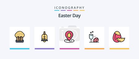 Ilustración de Easter Line Filled 5 Icon Pack Including . easter. easter. egg. egg. Creative Icons Design - Imagen libre de derechos