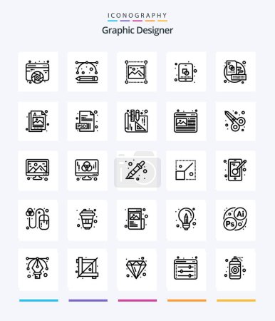 Illustration for Creative Graphic Designer 25 OutLine icon pack  Such As creative. edit. drawing tools. design. graphics - Royalty Free Image