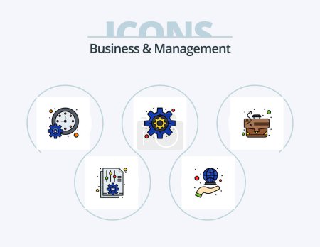 Ilustración de Business And Management Line Filled Icon Pack 5 Icon Design. management system. laptop. clipboard. web. option - Imagen libre de derechos
