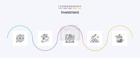Ilustración de Investment Line 5 Icon Pack Including money. coins. money. cash. money - Imagen libre de derechos