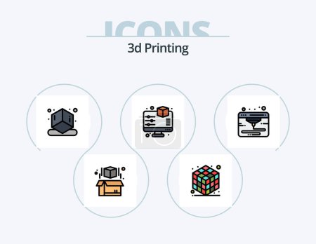 Ilustración de 3d Printing Line Filled Icon Pack 5 Icon Design. . direct. clipboardd. 3d printing. direct - Imagen libre de derechos