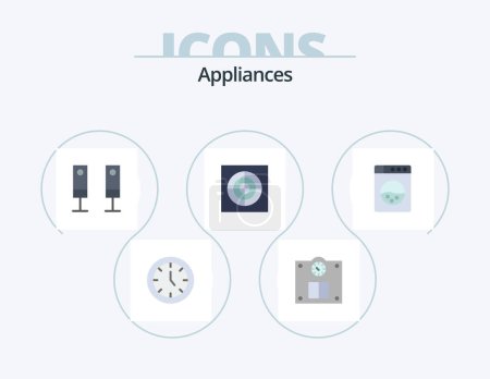 Téléchargez les illustrations : Appliances Flat Icon Pack 5 Icon Design. . washing. electric. machine. extractor - en licence libre de droit