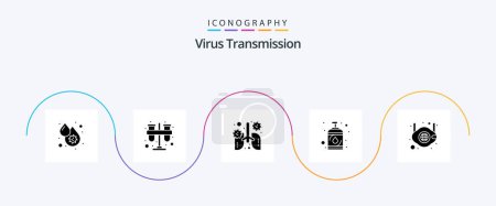 Ilustración de Virus Transmission Glyph 5 Icon Pack Including mask. sanitizer. anatomy. hand. virus - Imagen libre de derechos