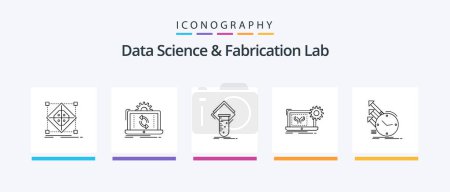 Téléchargez les illustrations : Data Science And Fabrication Lab Line 5 Icon Pack Including business. analysis. hardware. production. lab. Creative Icons Design - en licence libre de droit