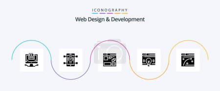 Illustration for Web Design And Development Glyph 5 Icon Pack Including interface . window. development . web . internet - Royalty Free Image
