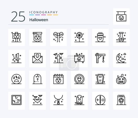 Illustration for Halloween 25 Line icon pack including ball. halloween. scary. horror. sweet - Royalty Free Image