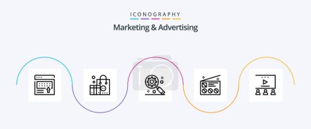 Téléchargez les illustrations : Marketing And Advertising Line 5 Icon Pack Including online advertisement. news. marketing. marketing. advertising - en licence libre de droit