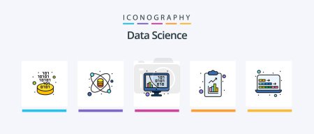 Téléchargez les illustrations : Data Science Line Filled 5 Icon Pack Including document. binary code. system. abstract technology. consult. Creative Icons Design - en licence libre de droit