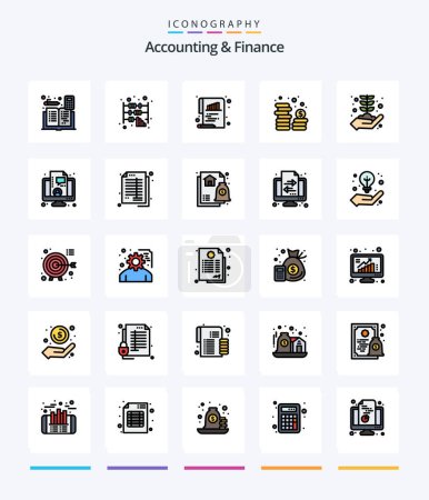 Illustration for Creative Accounting And Finance 25 Line FIlled icon pack  Such As business. money. office. coins. paper - Royalty Free Image