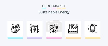Illustration for Sustainable Energy Line 5 Icon Pack Including water. droop. can. power. electricity. Creative Icons Design - Royalty Free Image