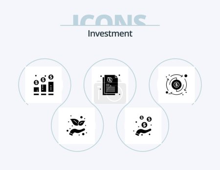 Ilustración de Investment Glyph Icon Pack 5 Icon Design. processing. dollar. increase. share. credit - Imagen libre de derechos