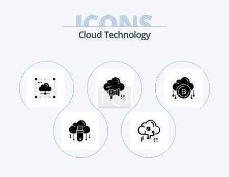 Ilustración de Cloud Technology Glyph Icon Pack 5 Icon Design. promotion. megaphone. arrow. network. data - Imagen libre de derechos