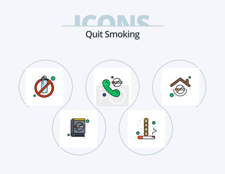 Téléchargez les illustrations : Quit Smoking Line Filled Icon Pack 5 Icon Design. dentist. scissors. prison. quit. banned - en licence libre de droit