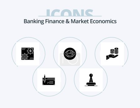 Téléchargez les illustrations : Banking Finance And Market Economics Glyph Icon Pack 5 Icon Design. make. capital. approval. revenue. rubber - en licence libre de droit