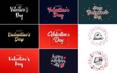 Téléchargez les illustrations : Hand-drawn black lettering Valentine's Day and pink hearts on white background vector illustration suitable for use in design of cards. banners. logos. flyers. labels. icons. badges. and stickers - en licence libre de droit