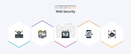 Illustration for Web Security 25 FilledLine icon pack including mobile. binary. encryption. views. screen - Royalty Free Image