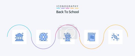 Ilustración de Back To School Blue 5 Icon Pack Including dna. back to school. rostrum. paper. doc - Imagen libre de derechos