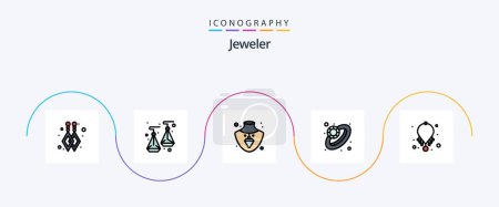 Ilustración de Jewellery Line Filled Flat 5 Icon Pack Including . diamond. necklace. fashion - Imagen libre de derechos