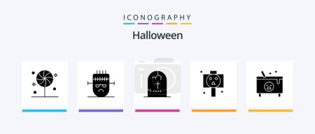 Téléchargez les illustrations : Halloween Glyph 5 Icon Pack Including cauldron. horror. death. halloween. religion. Creative Icons Design - en licence libre de droit