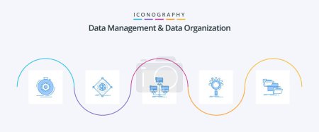 Téléchargez les illustrations : Data Management And Data Organization Blue 5 Icon Pack Including optimization. seo. of. computer. connection - en licence libre de droit
