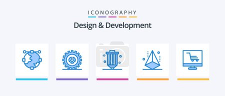 Illustration for Design and Development Blue 5 Icon Pack Including geometry. design. web design. programing. development. Creative Icons Design - Royalty Free Image