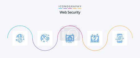 Illustration for Web Security Blue 5 Icon Pack Including views. screen. computer. eye. data error - Royalty Free Image