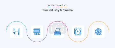 Illustration for Cenima Blue 5 Icon Pack Including film reel. film. cinema script. crowd. audience - Royalty Free Image