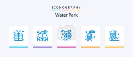 Téléchargez les illustrations : Water Park Blue 5 Icon Pack Including . park. garden. fast food. Creative Icons Design - en licence libre de droit