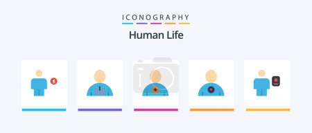 Téléchargez les illustrations : Human Flat 5 Icon Pack Including body. heart. human. friend. user. Creative Icons Design - en licence libre de droit