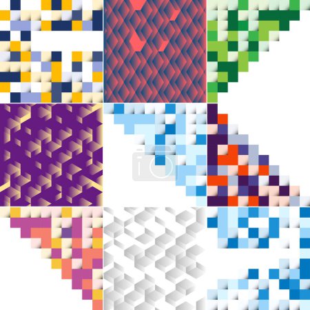 Illustration for Seamless pattern of colorful blocks with a shadow effect and a gradient color scheme EPS10 vector format - Royalty Free Image