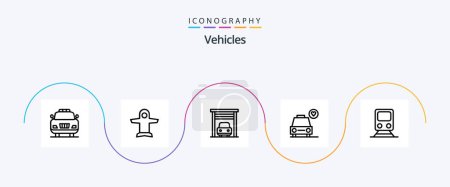 Illustration for Vehicles Line 5 Icon Pack Including travel. train. garage. railway. heart - Royalty Free Image