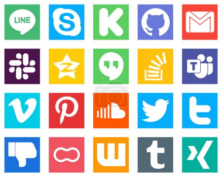 Ilustración de 20 Essential Social Media Icons such as overflow; question; mail and stockoverflow icons. Fully editable and unique - Imagen libre de derechos