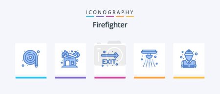 Illustration for Firefighter Blue 5 Icon Pack Including fire. fire. exit. bell. alarm. Creative Icons Design - Royalty Free Image