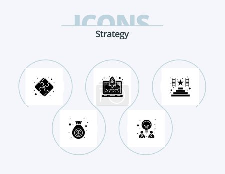 Illustration for Strategy Glyph Icon Pack 5 Icon Design. . award. strategy. success. start up - Royalty Free Image
