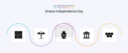 Illustration for Greece Independence Day Glyph 5 Icon Pack Including greece. ireland. amphora. money. bank - Royalty Free Image