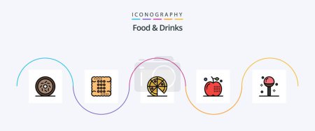 Illustration for Food and Drinks Line Filled Flat 5 Icon Pack Including drinks. meal. food. food. cooking - Royalty Free Image