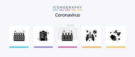 Illustration for Coronavirus Glyph 5 Icon Pack Including hand. lungs. paper. virus. anatomy. Creative Icons Design - Royalty Free Image