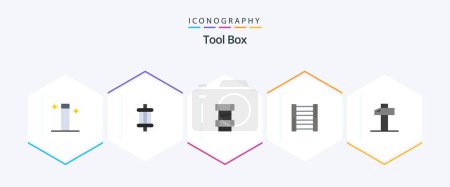 Illustration for Tools 25 Flat icon pack including . tools. construction. hammer. tools - Royalty Free Image