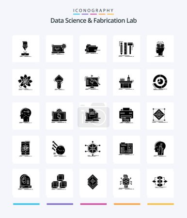 Illustration for Creative Data Science And Fabrication Lab 25 Glyph Solid Black icon pack  Such As digital. design. engineering. technical. skrewdriver - Royalty Free Image