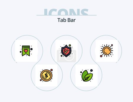 Téléchargez les illustrations : Tab Bar Line Filled Icon Pack 5 Icon Design. . delete. spaceship. cross. sport - en licence libre de droit